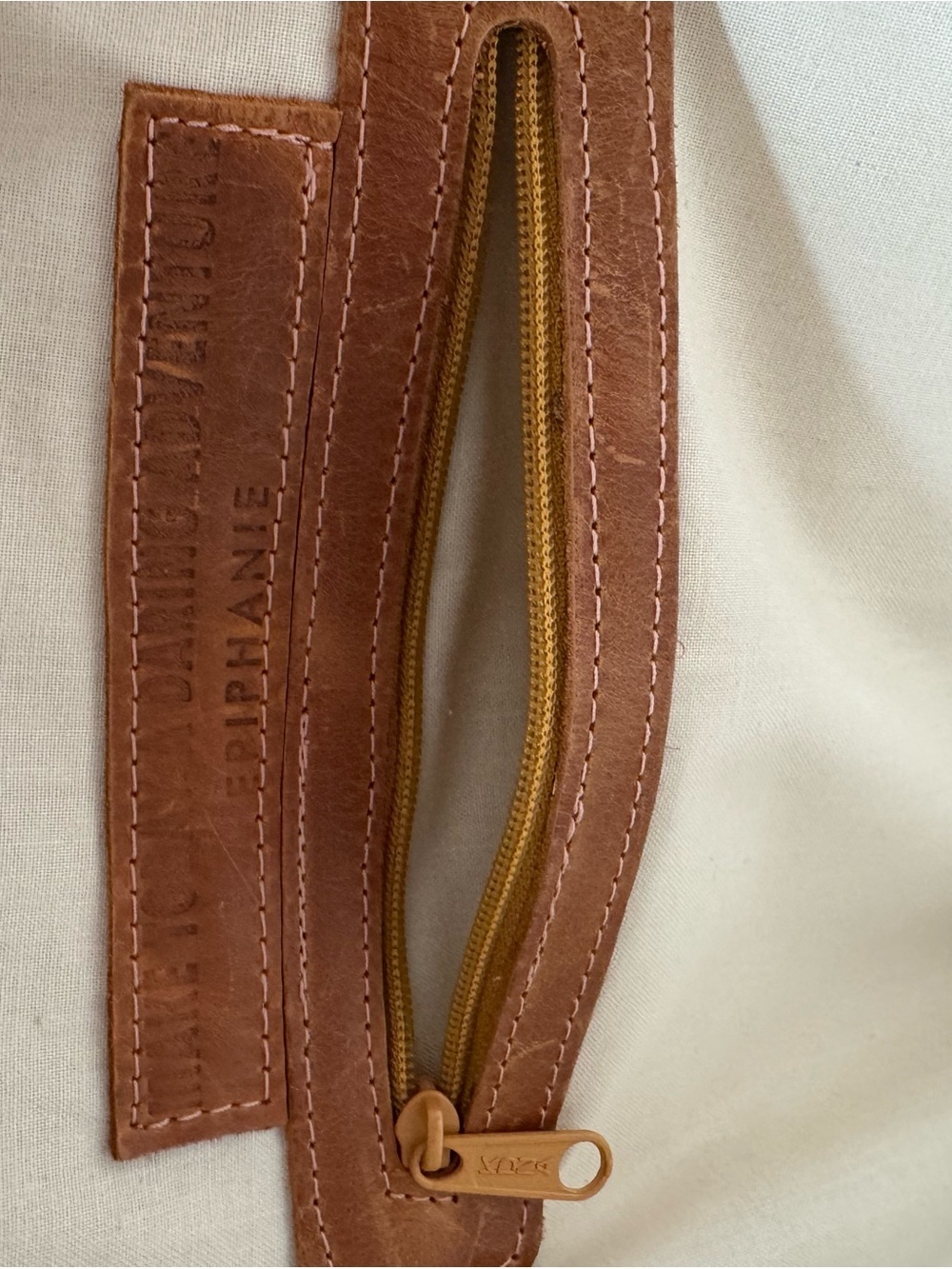 Epiphanie Leather & Orange Patterned Backpack. Camera bag. - Picture 5 of 7